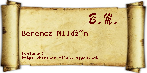 Berencz Milán névjegykártya
